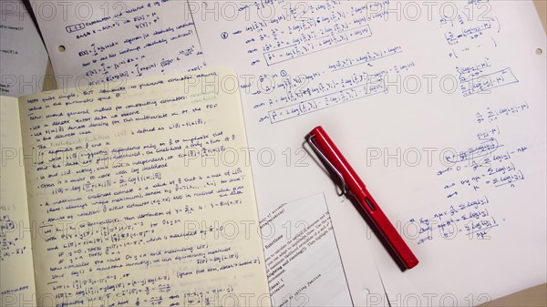 Fountain pen on lecture notes and exercises