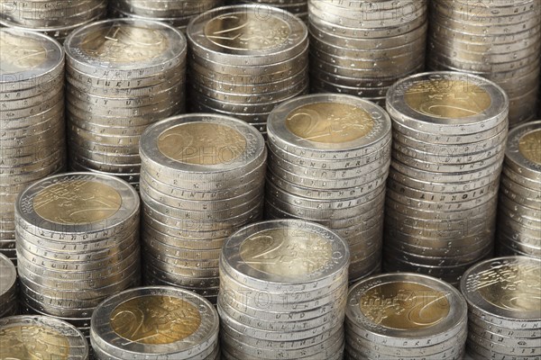 Stack of two euro coins