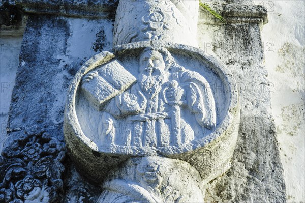 Close up of christian ornament on the Daraga church