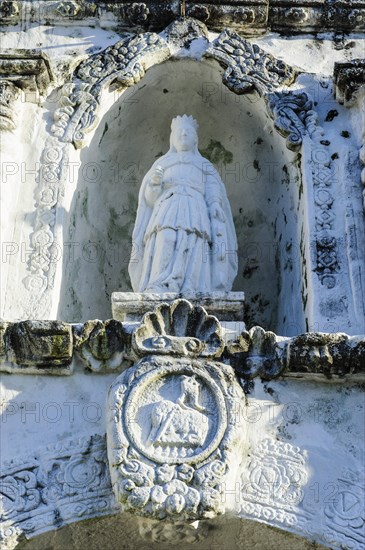 Close up of christian ornament on the Daraga church