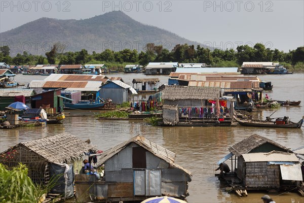 Floating villages with stilt houses