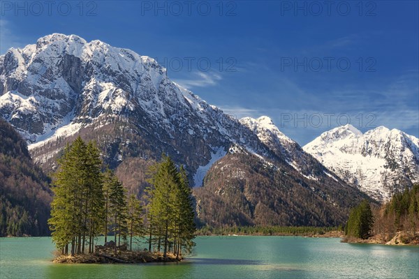 Lake Raibl with small tree island