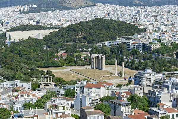 Ruins of Temple of Olympian Zeus in the town