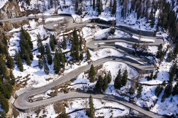 Aerial view Malojapass in spring