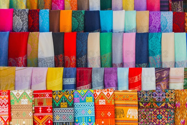 Strung colorful fabrics