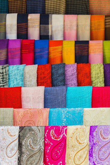 Strung colorful fabrics