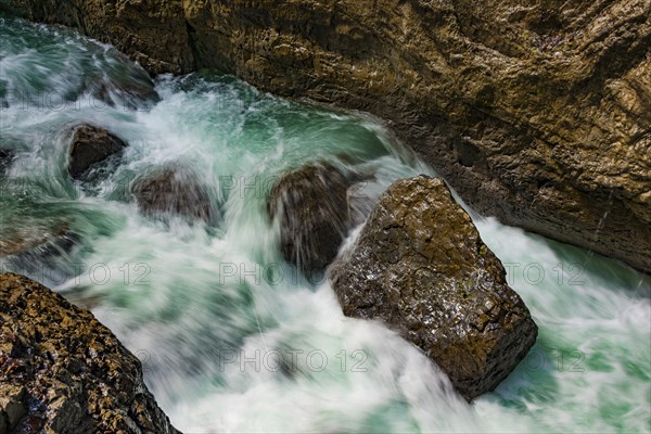 Torrential mountain river Partnach in the Partnach Gorge