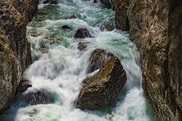 Torrential mountain river Partnach in the Partnach Gorge