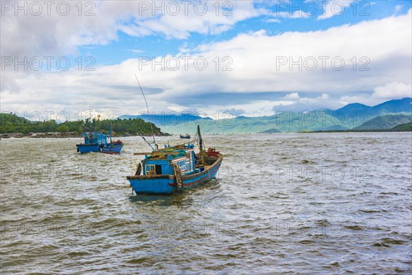 Blue fishing boats