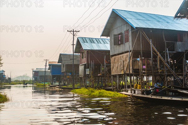 Traditional stilt houses on Inle Lake