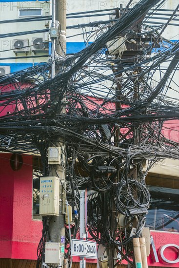 Chaotic bundle of power and telephone lines