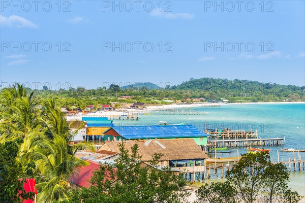 View of buildings and piers of Long Beach