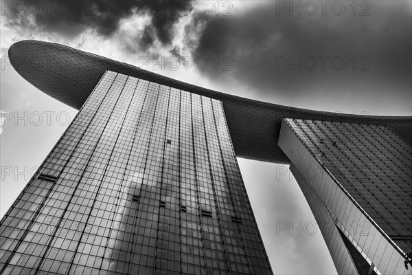 Futuristic outer facade of luxury Marina Bay Sands Hotel