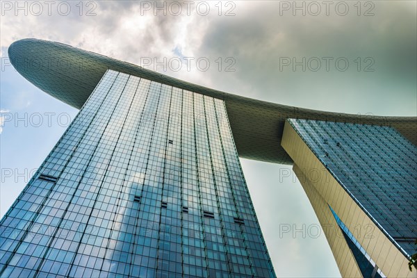 Futuristic outer facade of luxury Marina Bay Sands Hotel