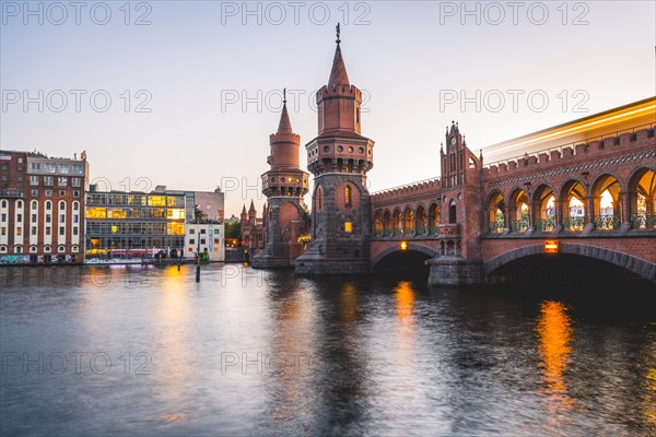 Oberbaum Bridge with underground between Kreuzberg and Friedrichshain