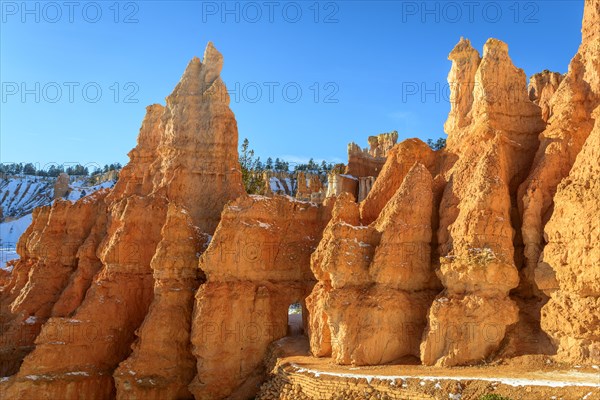 Hiking trail with tunnel through bizarre rock formations