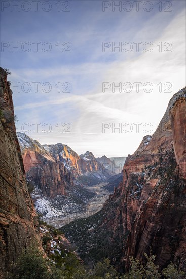 View from Angels Landing into Zion Canyon with Virgin River