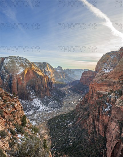 View from Angels Landing into Zion Canyon with Virgin River