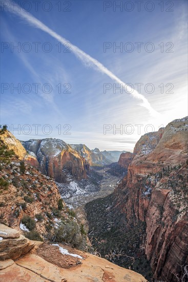 View from Angels Landing into Zion Canyon with Virgin River