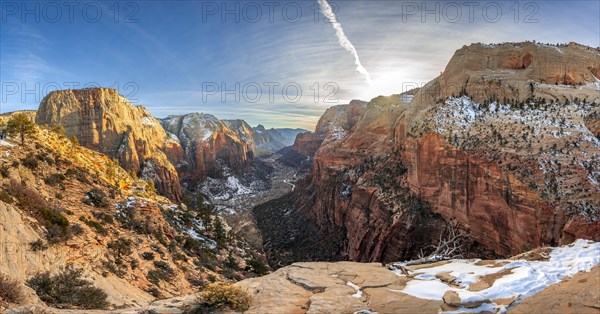 View from Angels Landing into Zion Canyon with Virgin River