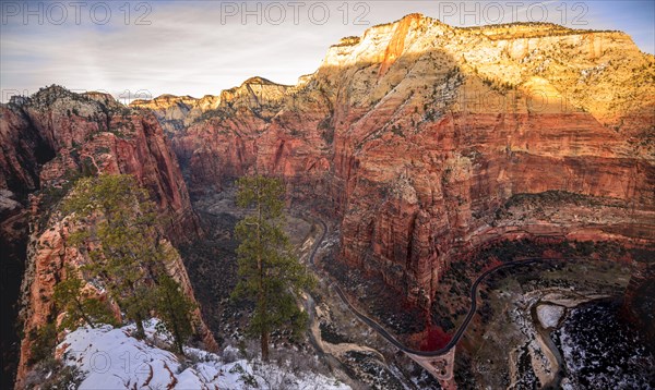 View from Angels Landing towards Zion Narrows on Big Bend