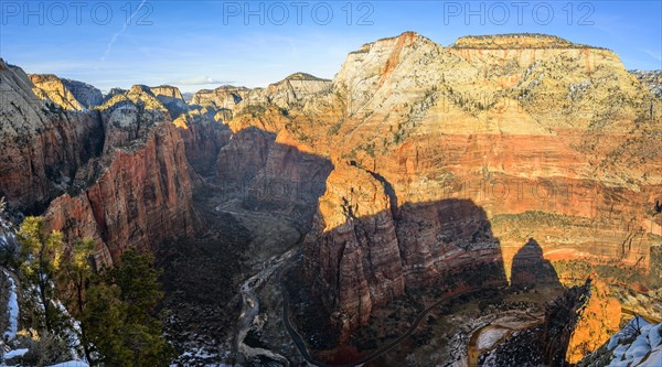 View from Angels Landing towards Zion Narrows on Virgin River