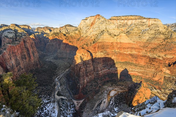 View from Angels Landing towards Zion Narrows on Virgin River