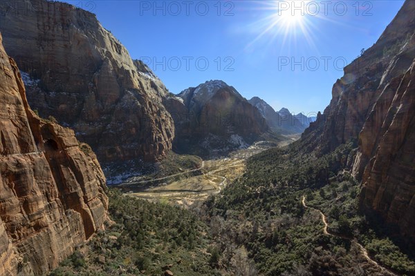 View from Angels Landing Trail to Zion Canyon