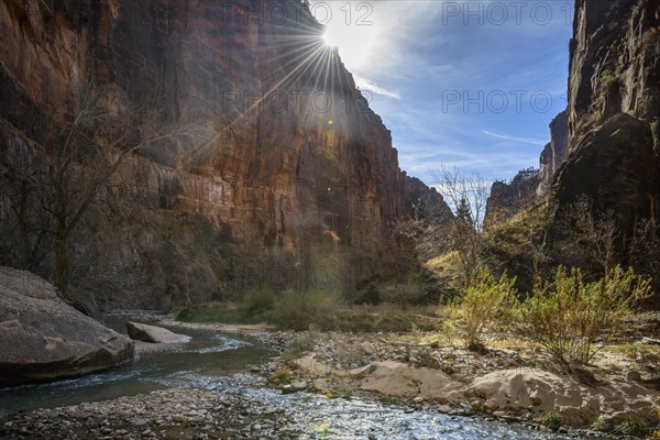 Sun shines over rock face