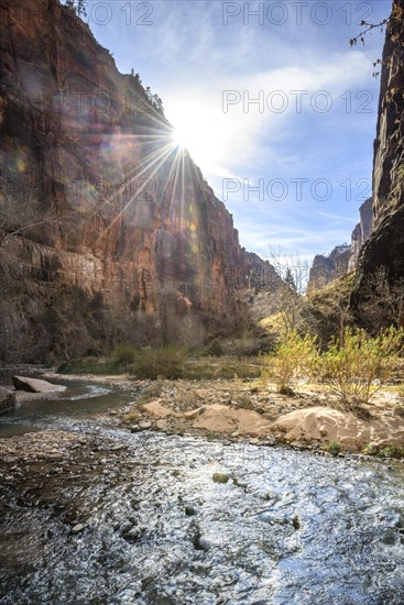 Sun shines over rock face