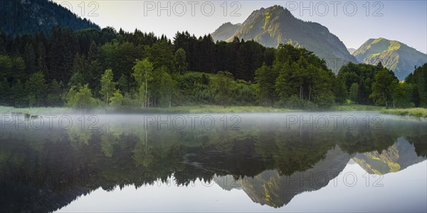 Moor pond with morning haze