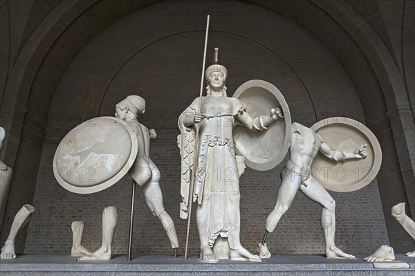 West pediment of the temple of Aegina with standing Athena