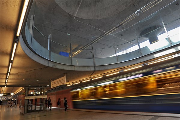 Metro station with arriving metro