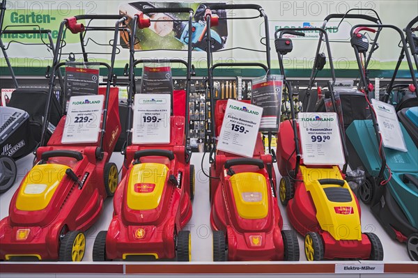 Electric lawn mower at hardware store