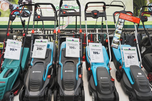 Electric lawn mower at hardware store