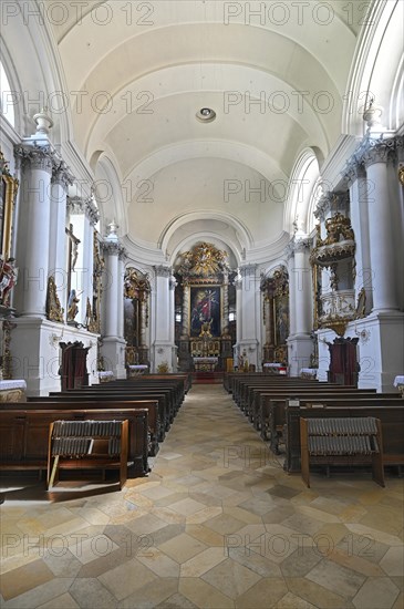 Interior view of the monastery church with sanctuary