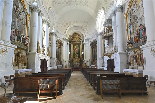 Interior view of the monastery church with sanctuary