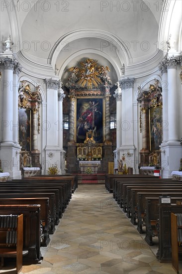 Interior view of the monastery church with sanctuary