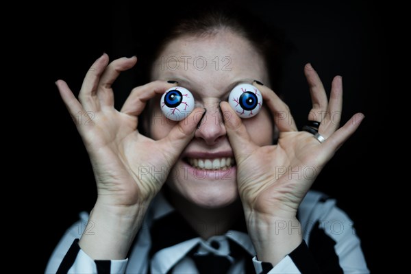 Woman with artificial eyes