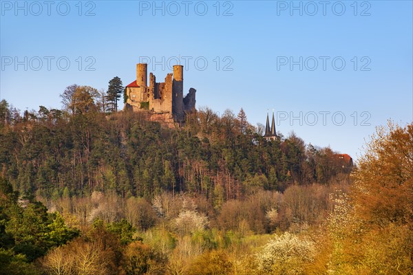 Ruin of Hanstein Castle in spring