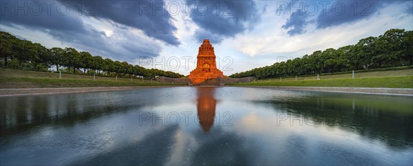 Monument to the Battle of Nations in evening light with cloudy sky