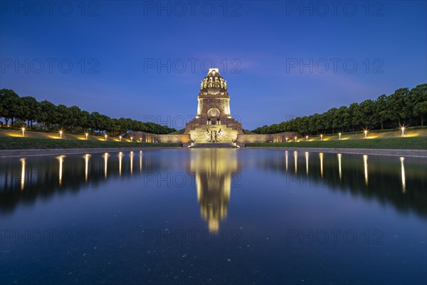 Illuminated Monument to the Battle of the Nations at dusk