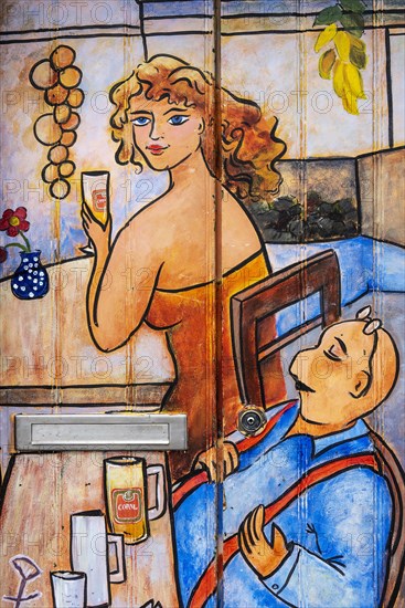 Woman and man drinking beer