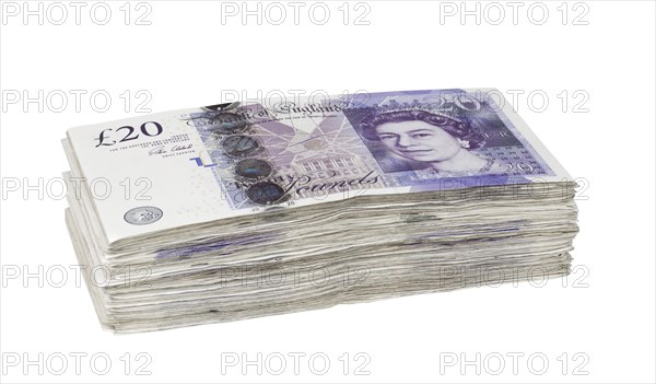 Stack of 20-Pound Sterling banknotes