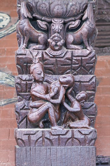 Erotic wood carvings at Bachhareshwari temple