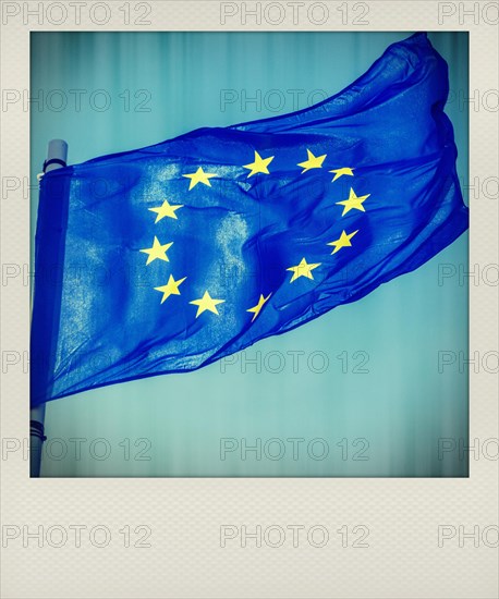 Polaroid photograph of an EU flag