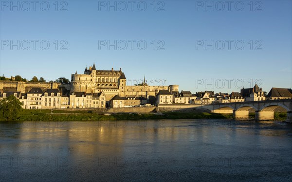 Amboise chateau at sunset on the Loire River