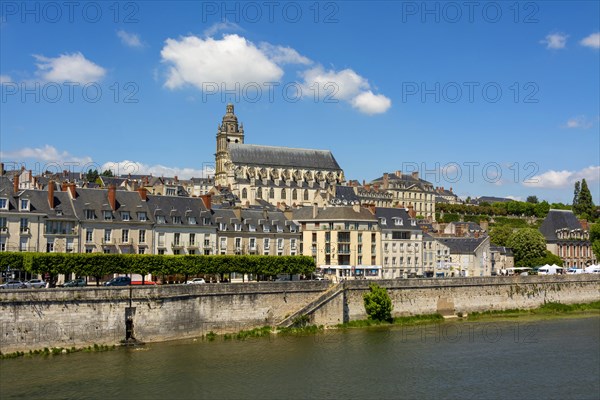 City view with Cathedral Saint-Louis on the Loire River