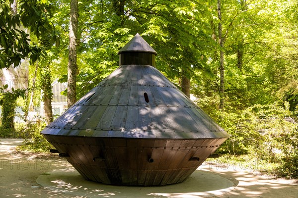 Invention of Leonardo da Vinci in the parc of Chateau du Clos Luce