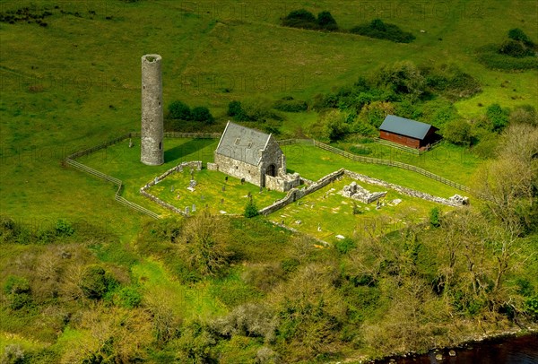 Holy Island with dilapidated monastery